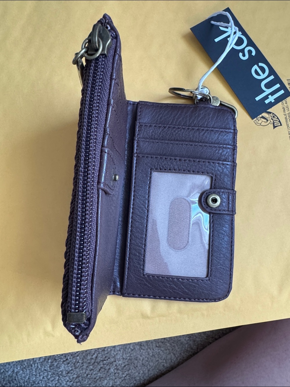The Sak Crochet Checkerboard Card Wallet - Dark Brown & Light Taupe - Picture 4 of 7